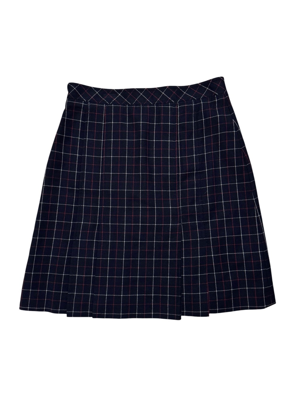 Brooks Brothers 100% Wool Preppy Women's Plaid Pleated Mini A-Line Skirt Size 8